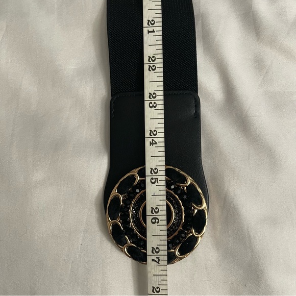 Black PU leather elastic waistband belt main image 8